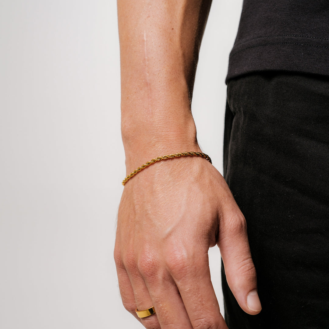 Bundle: Rope Bracelet + Chain 3MM (Gold)