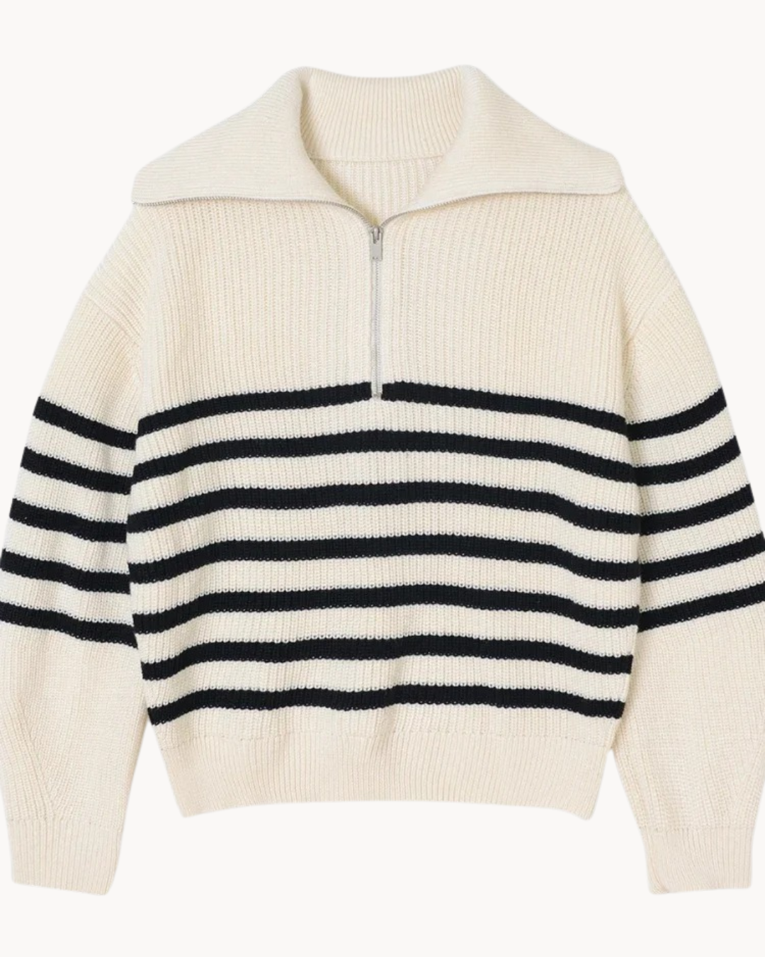 Maria | Striped Half Zip Sweater