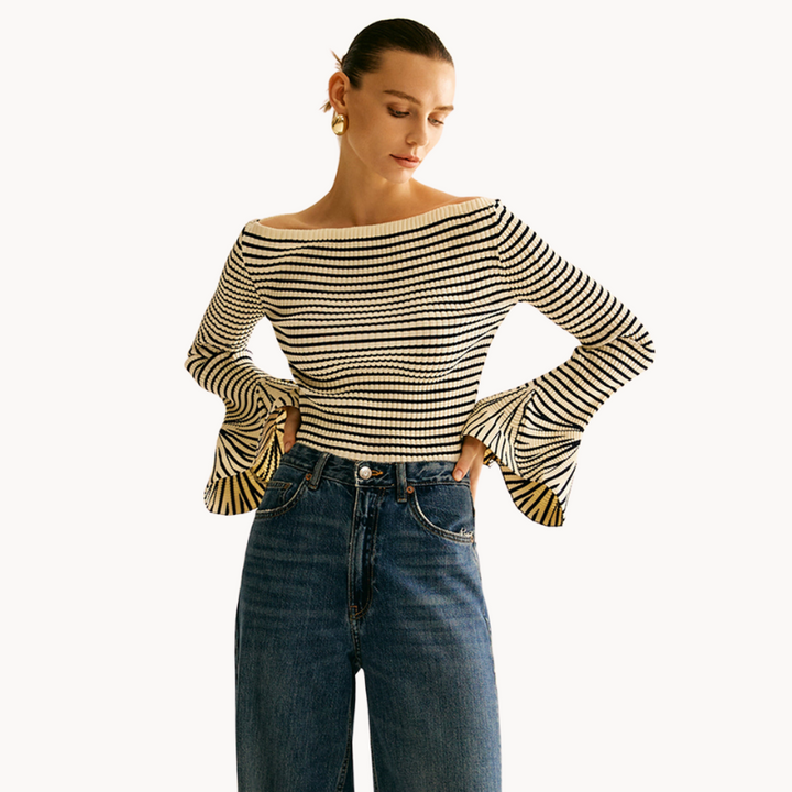 Isalie | Ruffle-Sleeve Knit Top