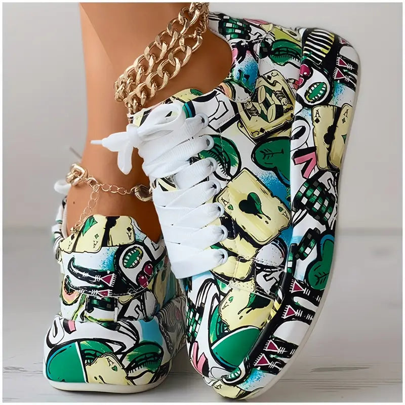 Hazel | Stilvolle Graffiti Print Damen Turnschuhe