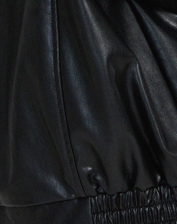 Damen Lederjacke mit lockerer Passform und Reißverschluss