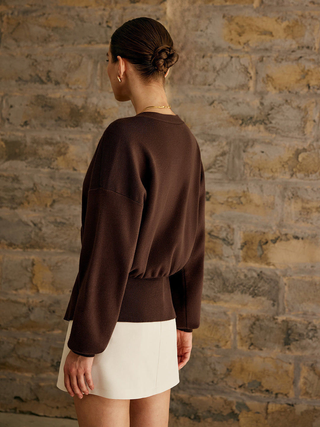 Maris | Golden Button Plain Cardigan