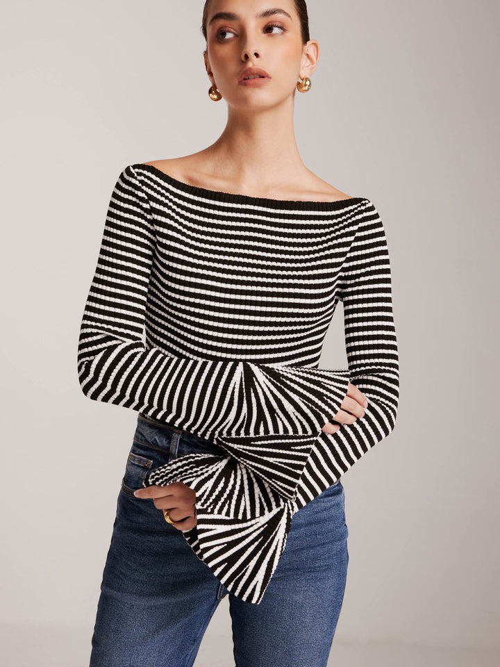 Isalie | Ruffle-Sleeve Knit Top