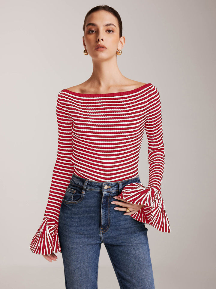 Isalie | Ruffle-Sleeve Knit Top