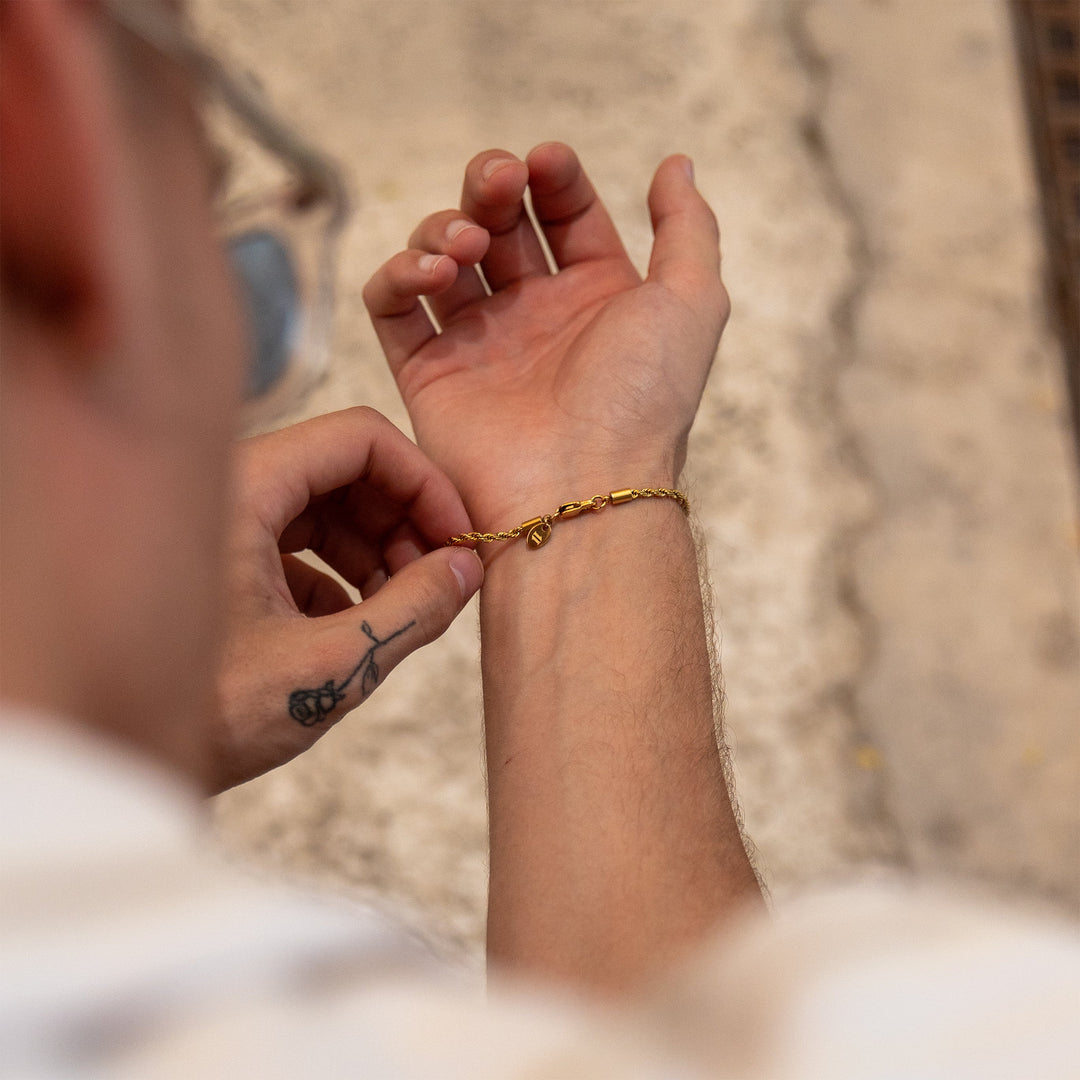 Bundle: Rope Bracelet + Chain 3MM (Gold)