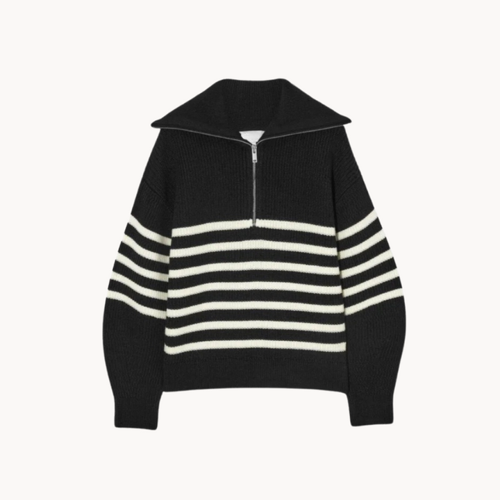 Maria | Striped Half Zip Sweater