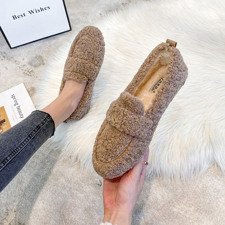 Fanny | Plüsch Weicher Komfort Damen Slip on Schuhe