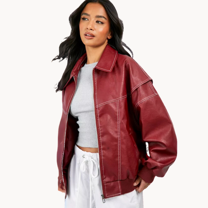 Vera | Trendy Red Oversized Fit Damenjacke