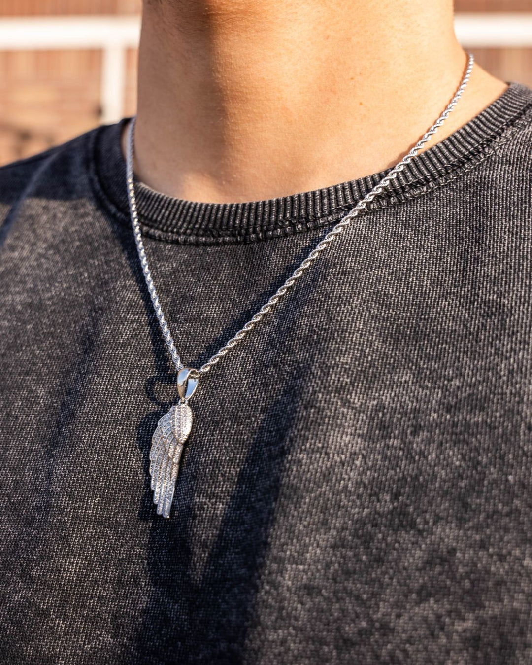 Diamond Wing Pendant (White Gold)